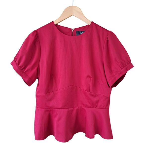 Collectif x Modcloth Pinup Whim Red Peplum Top Size 10 holiday - Picture 9 of 12